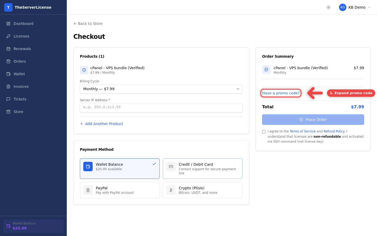 Checkout with promo toggle