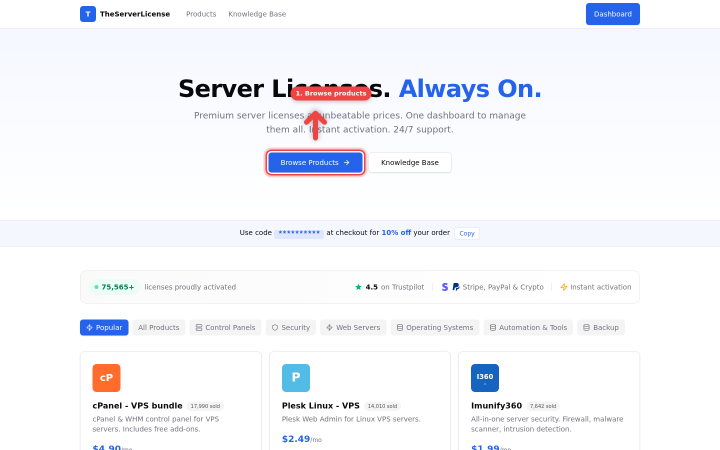 Store homepage