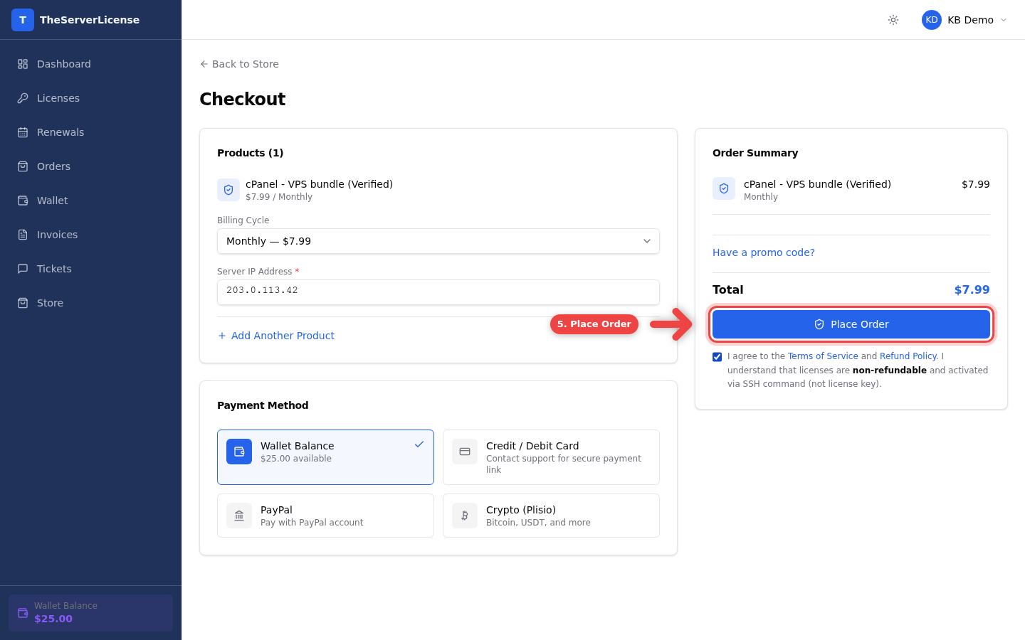 Place Order button